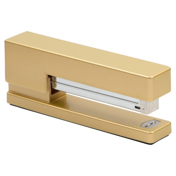 JAM Paper Plastic Stapler, 2-1/2inH x 1-1/8inW x 6inD, Gold
