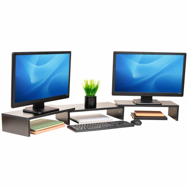 Mind Reader Dual Monitor Stand, 4-3/4inH x 9-1/4inW x 51-1/4inD, Black