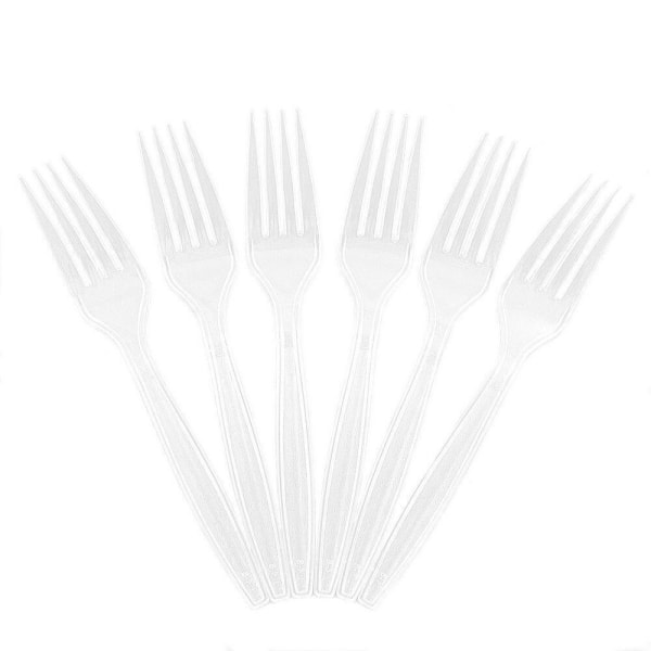 JAM PAPER Big Party Pack of Premium Plastic Forks, Clear, 100 Disposable Forks/Box