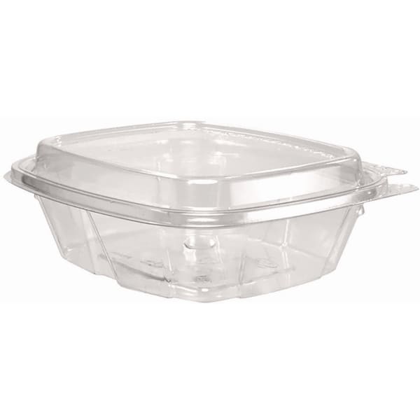 Dart ClearPac SafeSeal Tamper-Resistant Containers, Domed Lid, 8 Oz, 1-15/16inH x 4-15/16inW x 5-1/2inD, Clear, 100 Containers Per Bag, Carton Of 2 Bags