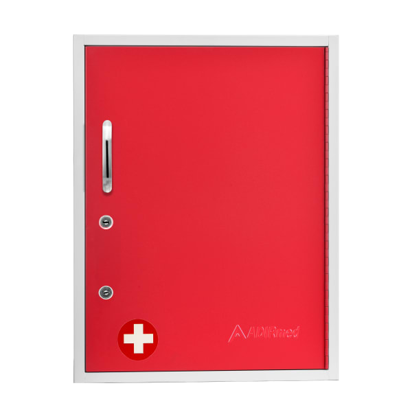 Alpine AdirMed Medicine Cabinet With Pull-Out Shelf & Document Pocket, 21inH x 16inW x 6inD, Red