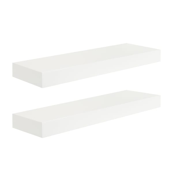 Kate and Laurel Havlock Wood Shelf Set, 2-1/4inH x 24inW x 8inD, White, Set Of 2 Shelves