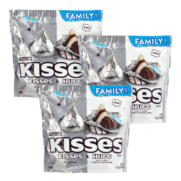Hersheys Kisses and Hugs Chocolate Candy Assortment, 15.6 Oz, Pack Of 3 Bags