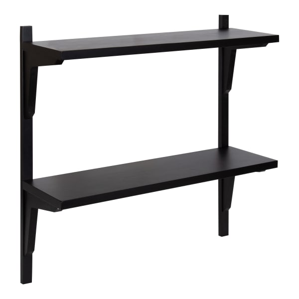 Kate and Laurel Meridien Wood Wall Shelves, 24inH x 24inW x 8inD, Black
