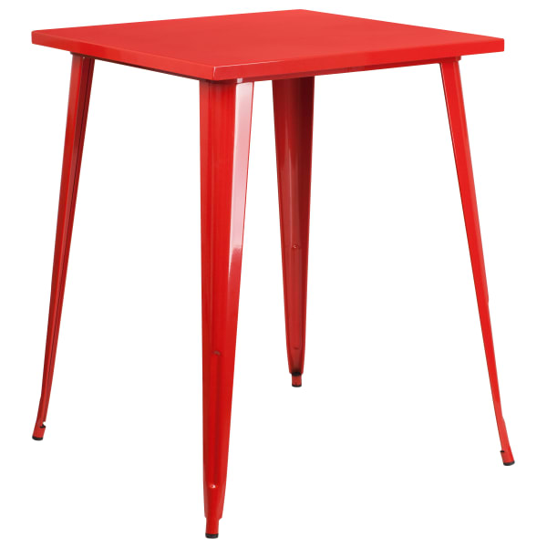 Flash Furniture Commercial Grade 31.5in Square Metal Indoor-Outdoor Bar Height Table, Red