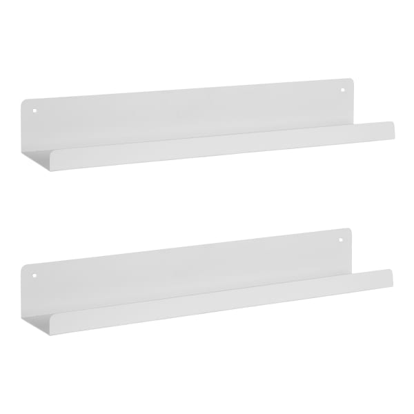 Kate and Laurel Mezzo Modern Metal Ledge Shelves, 3-1/4inH x 23-3/4inW x 4-1/2inD, White