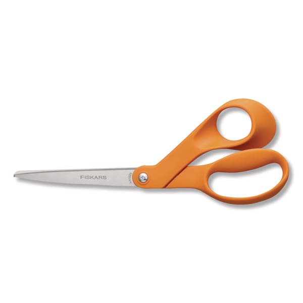 Fiskars Original Orange-Handled Scissors, 8.41in Long, Offset Orange Handle