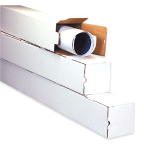 Partners Brand White Square Mailing Tubes, 3in x 3in x 37in, Pack Of 25