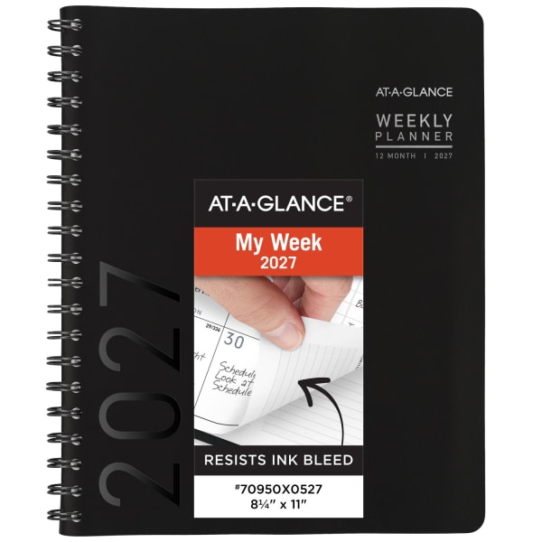 AT-A-GLANCE Contemporary 2027 Weekly Monthly Planner, Black, Large, 8 1/4in x 11in