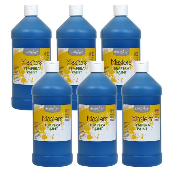 Handy Art Little Masters Tempera Paints, 32 Oz, Blue, Pack Of 6 Paints