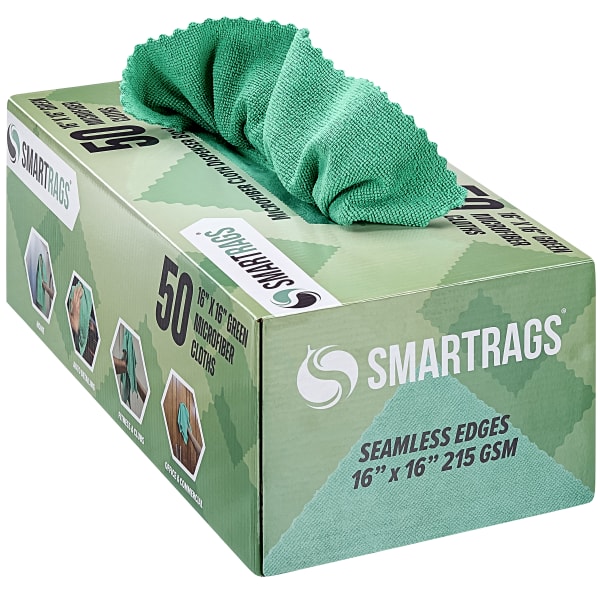 Hospeco SmartRags Disposable Microfiber Towels, 35 Gram, 215 GSM, 16in x 16in, Green, 50 Towels Per Box, Case Of 8 Boxes