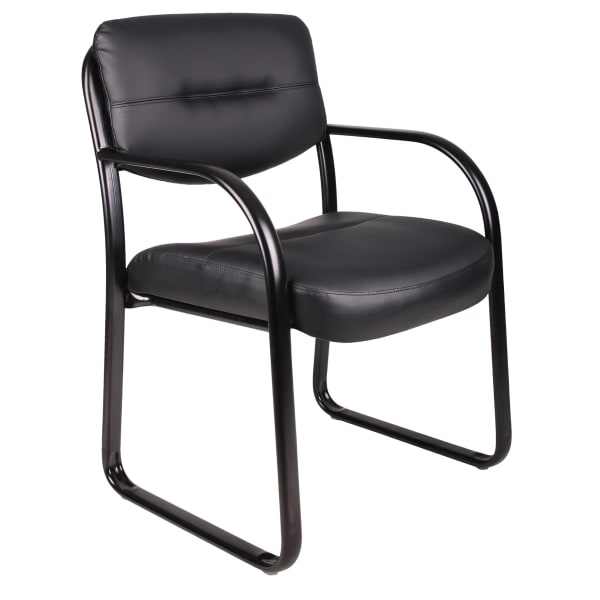 Boss Office Products LeatherPlus Bonded Leather Contoured Guest Chair, Black