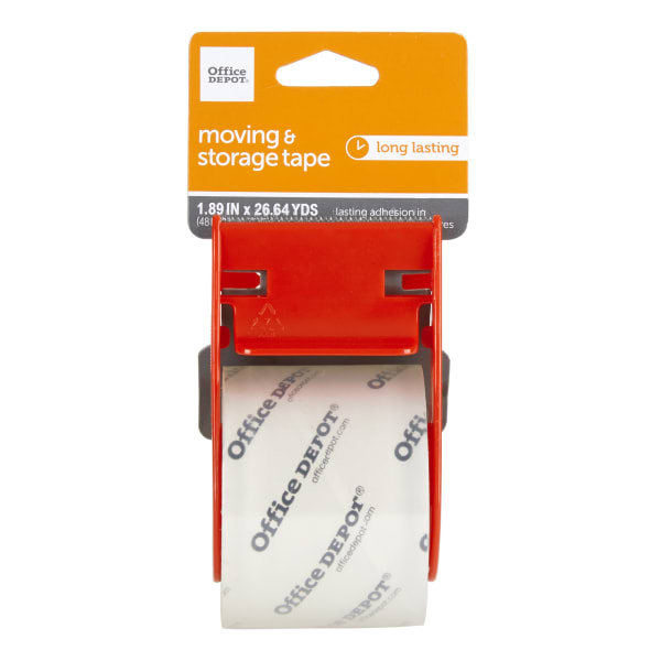 Office Depot Brand Moving & Storage Packing Tape With Dispenser, 1.89in x 26.64 Yd, Crystal Clear