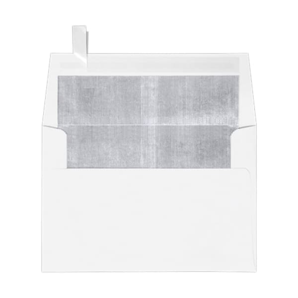LUX Foil-Lined Invitation Envelopes A4, Peel & Press Closure, White/Silver, Pack Of 250
