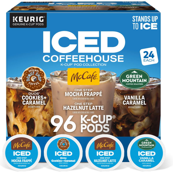 Keurig ICED Coffeehouse K-Cup Pod Collection Variety Pack, Medium Roast, 24 Pods Per Pack, Case Of 4 Packs