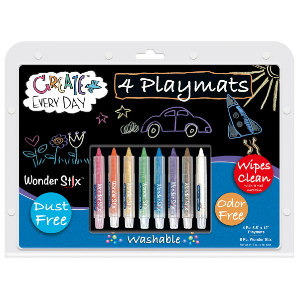 Wonder Stix Blackboard Playmat Kits, 8-1/2in x 12in, Set Of 4 Kits