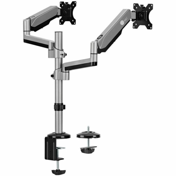 SIIG Dual Stacked Monitor Arm Desk Mount - 17in - 32in - Max Load 19.8 lbs for each arm - VESA 75/100mm - Dual 17in-32in Stacked Monitor Arm Desk Mount - Gas Spring Dual Monitor Mount -Full Motion Height Swivel Tilt Rotation Adjustable Monitor Arm