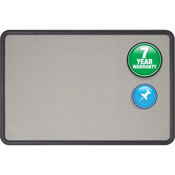 Quartet Contour Bulletin Board, 36in x 48in, Plastic Frame With Black Finish