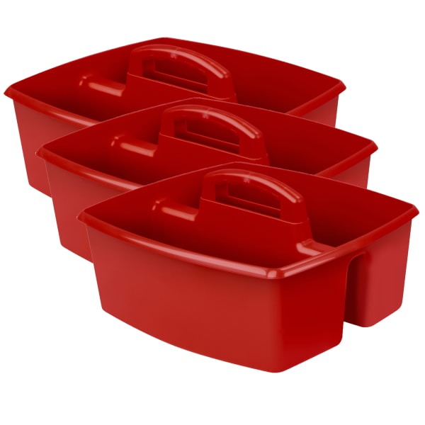 Storex Large Caddies, 6-3/8inH x 11inW x 13inD, Red, Pack Of 3 Caddies