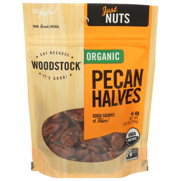 Woodstock Foods Organic Pecan Halves, 4.5 Oz, Total Qty 8