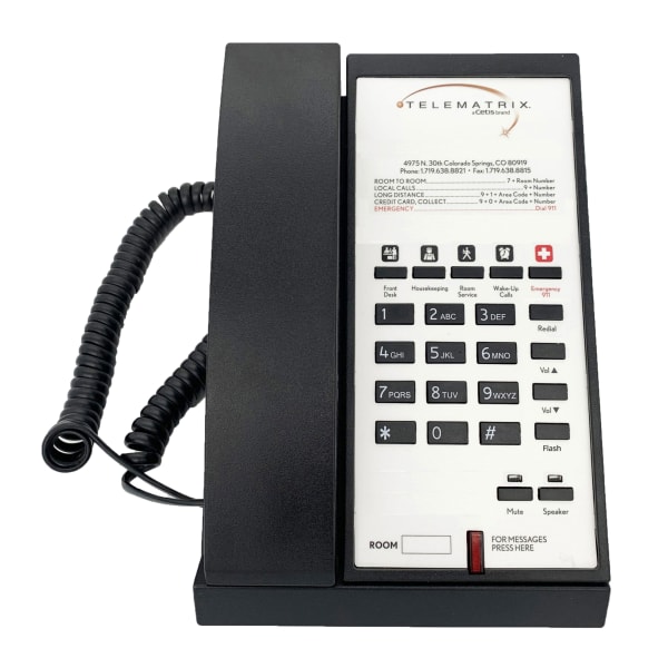 TeleMatrix 3500 Series Corded Phone, With 5 Service Keys, Black, 35A110S5D