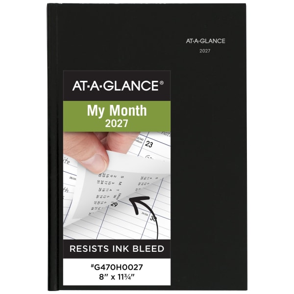 AT-A-GLANCE DayMinder 2027 Monthly Planner, Hardcover, Black, Large, 8in x 11 3/4in