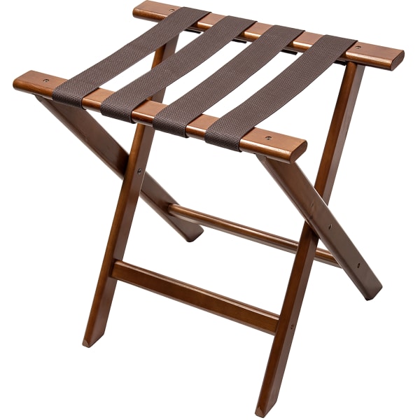 CSL Compact Deluxe Wood Luggage Racks, 19-3/4inH x 19-3/4inW x 14inD, Cherry Mahogany/Black, Pack Of 5 Racks