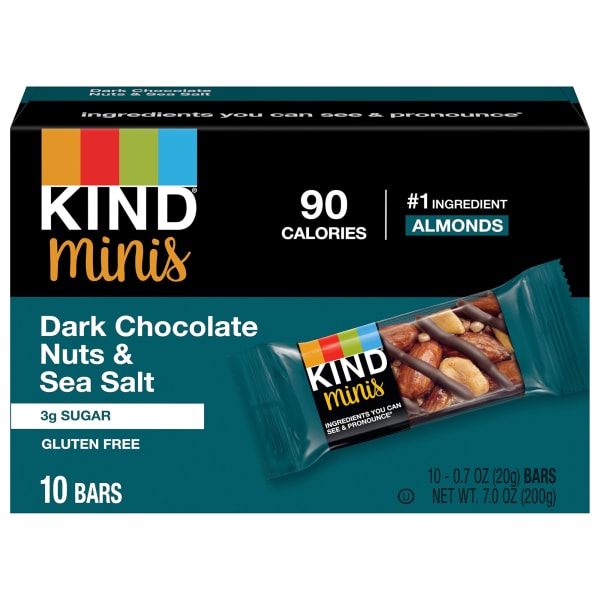 KIND Mini Bars, Dark Chocolate Nuts and Sea Salt, 0.7 Oz, Total Qty 80