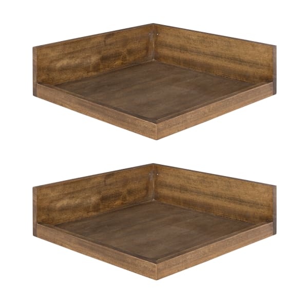 Kate And Laurel Levie Wall Shelves, 3-1/2inH x 12inW x 12inD, Rustic Brown,  Set Of 2 Shelves