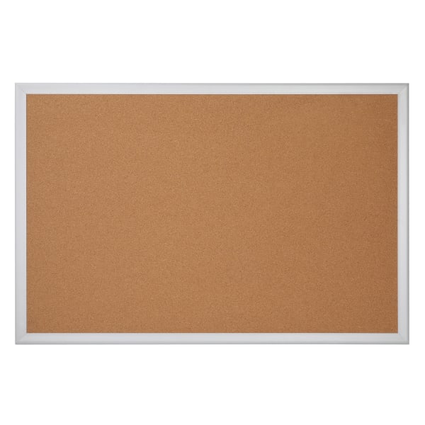 Office Depot Brand Cork Bulletin Board, 36in x 48in, Aluminum Frame With Silver Finish