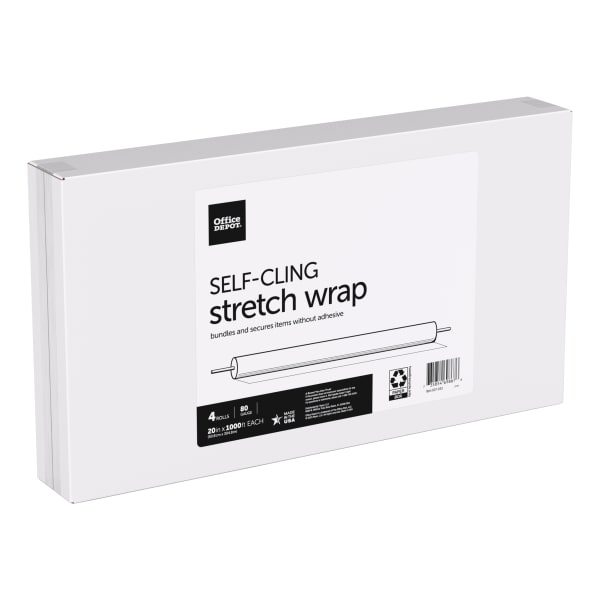 Office Depot Brand Stretch Wrap Film, Cast, 20in x 1000ft Rolls, Clear, Pack Of 4