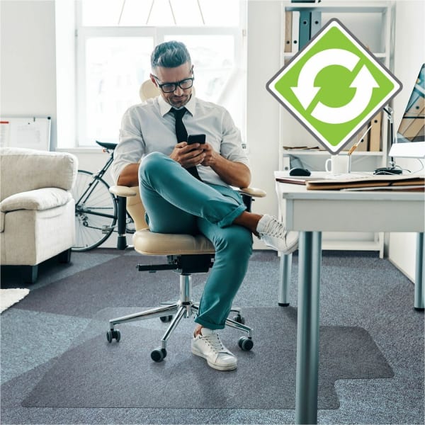 Floortex Cleartex Enhanced Polymer Lipped Chair Mat for Carpets up to 3/8in, 36in x 48in, Clear