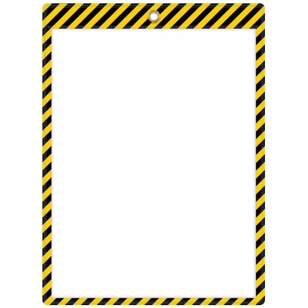 C-Line Safety Striped Shop Ticket Holders - 0.1in Height x 9.8in Width x 13.6in Length - Vinyl - Yellow, Black - 25 / Box