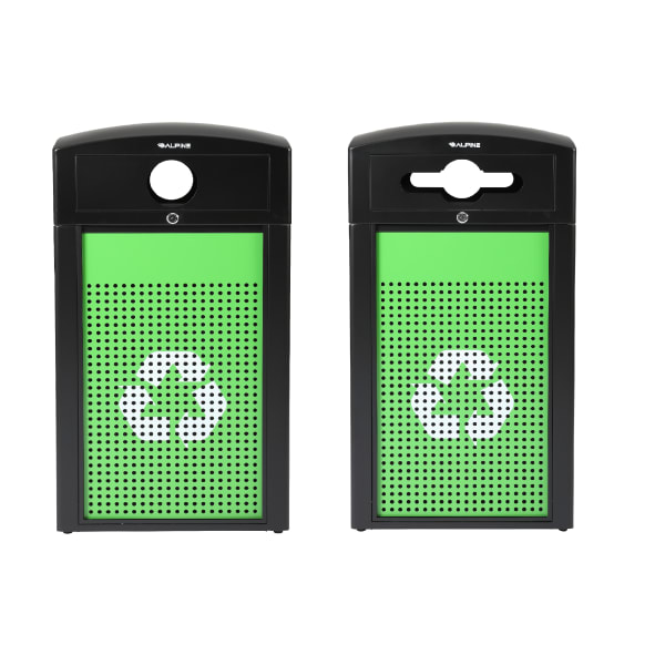 Alpine Industries Steel, Indoor/Outdoor Trash Can, 40 Gallons, Green, 2/Pack (471-40-GSCM-MK)