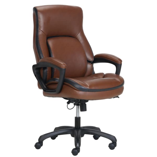 Shaquille O-Neal Amphion Ergonomic Bonded Leather High-Back Executive Office Chair, Brown/Black