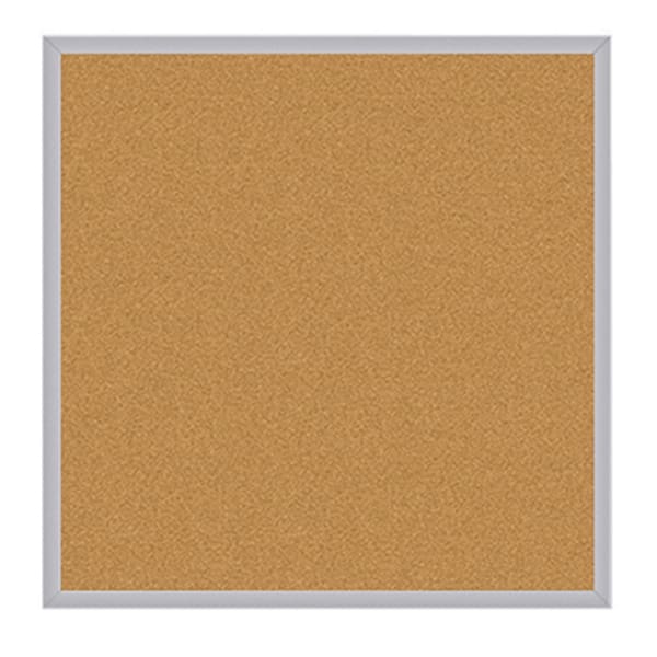 Ghent Cork Bulletin Board, 48 1/2in x 48 1/2in, Aluminum Frame With Silver Finish