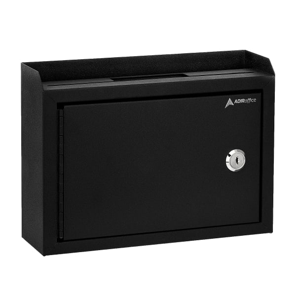 Alpine AdirOffice Medium Size Steel Multi-Purpose Suggestion Drop Box, 7-1/2inH x 9-13/16inW, 3-7/16inD, Black