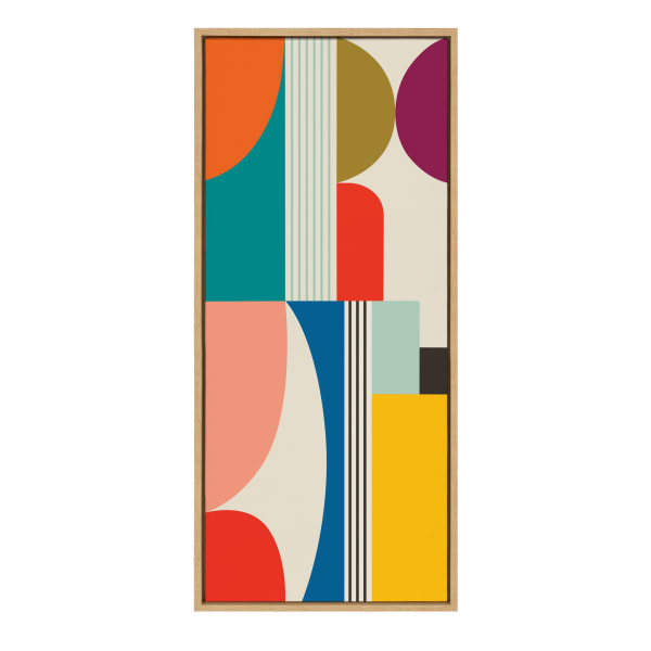 Uniek Kate And Laurel Sylvie Framed Canvas Wall Art, 18in x 40in, Mid Century Modern Pattern