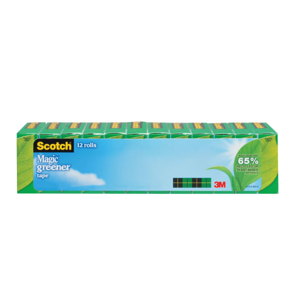 Scotch Greener Magic Tape, Invisible, 12 Tape Rolls, 3/4 in x 900 in, Home Office Supplies and School Supplies for College and Classrooms