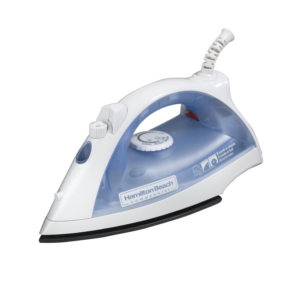 Hamilton Beach Commercial Lightweight Steam Iron, White/Blue, 10-3/4in x 5-3/4in x 4-13/16in, Total Qty 1