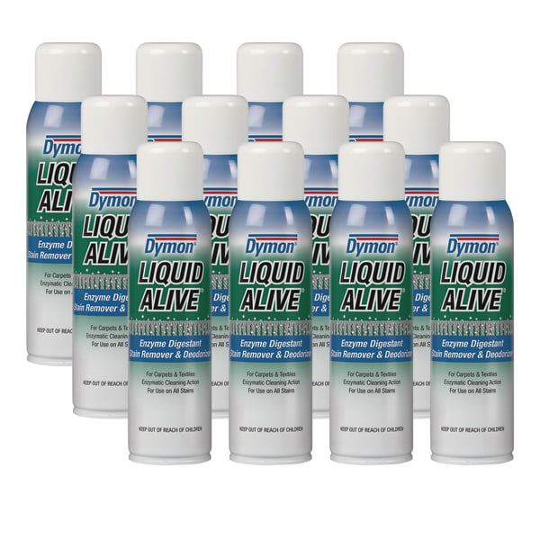 Dymon LIQUID ALIVE Enzyme Digestant Carpet and Textile Cleaner/Deodorizer, 20 oz Aerosol Spray, 12/Carton