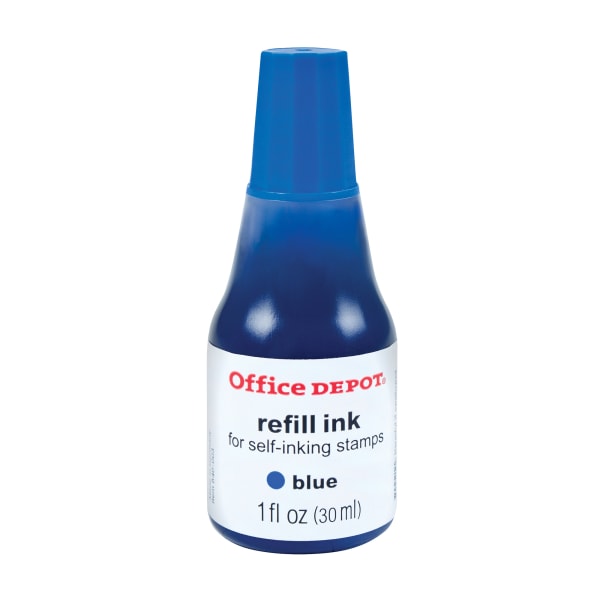 Office Depot Brand Self-Inking Refill Ink, 1 Oz, Blue