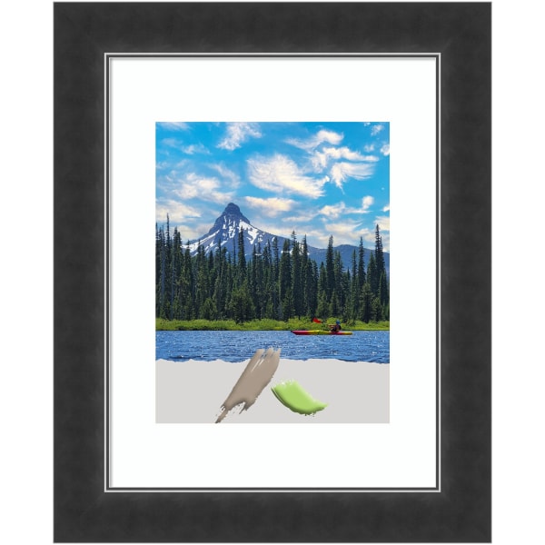 Amanti Art Corvino Narrow Wood Picture Frame, 14in x 17in, Opening Size 11in x 14in (Matted To 8in x 10in), Black