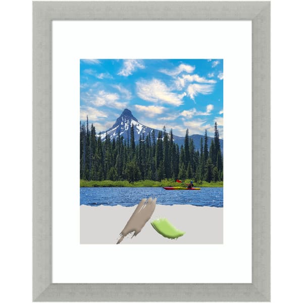 Amanti Art Leaf Wood Picture Frame, Opening Size 13in x 16in (Matted To 11in x 14in), Silver