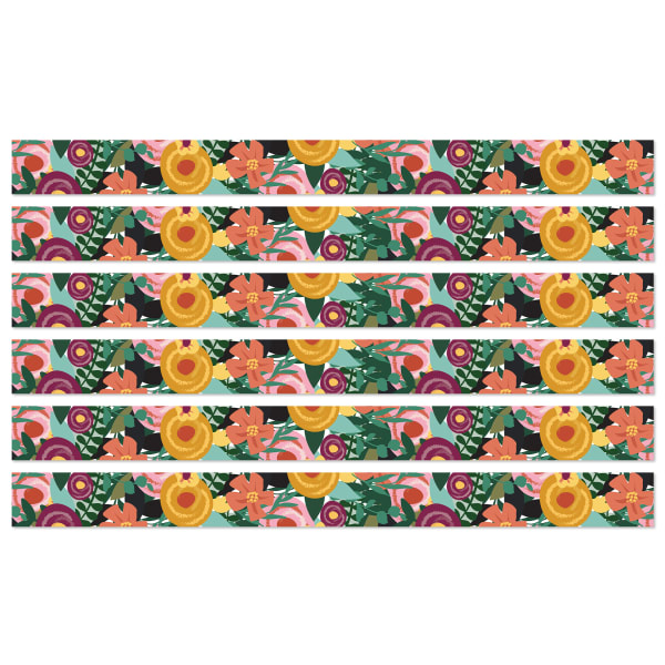 Carson Dellosa Education Straight Border, Grow Together Floral Garden, 36ft Per Pack, Set Of 6 Packs
