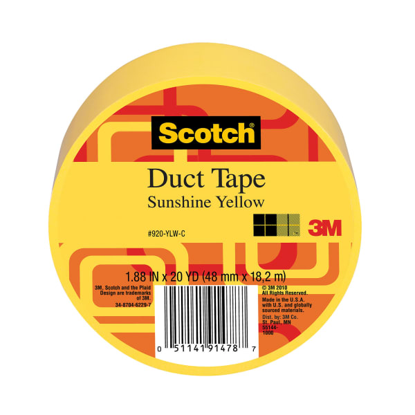 Scotch Colored Duct Tape, 1 7/8in x 20 Yd., Yellow