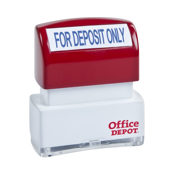 Office Depot Brand Pre-Inked Message Stamp, "For Deposit Only", Blue