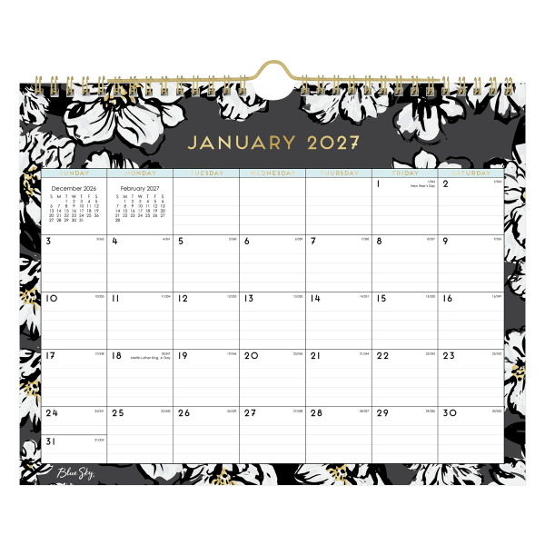 2027 Blue Sky Baccara Dark Monthly Wall Calendar, 11x8.75, 0%, Baccara Dark, Jan-Dec, RY27