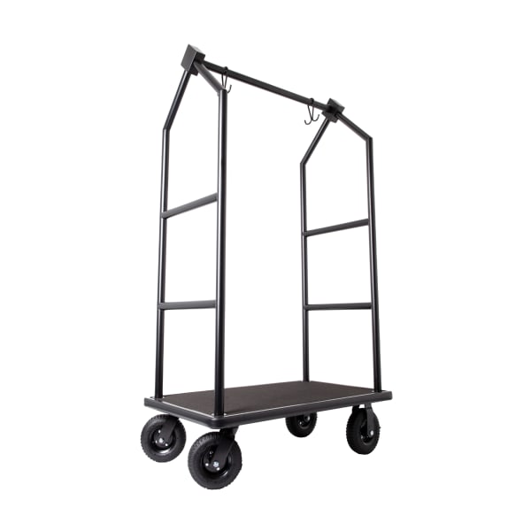 Hospitality 1 Source Contemporary Bellman's Cart, 75inH x 43inW x 25inD, Black Carpet/Black