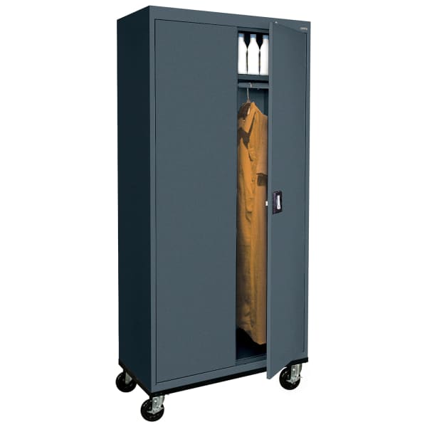 Sandusky Transport Series 36inW Heavy-Duty Mobile Wardrobe Storage Cabinet, Charcoal